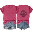 thumbnail image 1 of Camisetas de Manga Corta para las Mujeres Carta Impresa Doble Cara Suelta Tee, Casual Vintage Verano Top Mujeres, 1 of 3