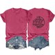 thumbnail image 1 of Camisetas de Manga Corta para las Mujeres Carta Impresa Doble Cara Suelta Tee, Casual Vintage Verano Top Mujeres, 1 of 3