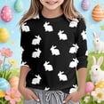 thumbnail image 2 of OSOLU Girls T-Shirts Easter Bunny Print Casual Tee Shirt Crew Neck Three Quarter Sleeve Soft Tops Playful Vacation Tees, 2 of 4