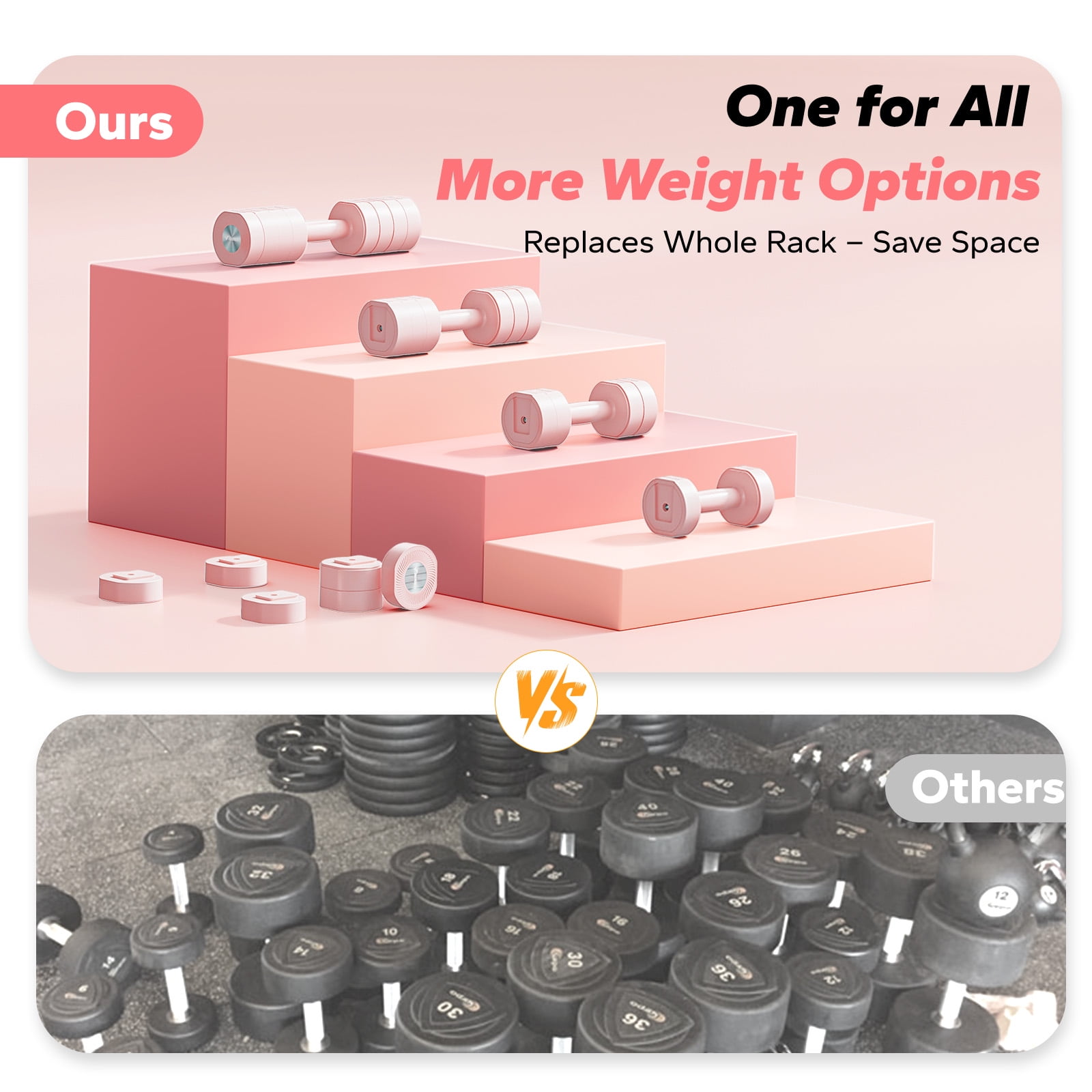 MERACH Adjustable Dumbbell Set, 4 in 1 Free Hand Weights for Women, Home Gym, 8.8 lbs, Set of 2