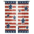 thumbnail image 3 of 4th of July Sheer Curtains 72 Inches Long 2 Panels Set, Window Sheer Curtains for Living Room/Bedroom, Independence Day Patriotic Red Striped Blue Star Light Filter Rod Pocket Curtain 52'' x 72'' x 2, 3 of 7