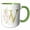 Green/White, variant on 3drose, Pretty Pink Lily Floral Image of Gold Monogram Initial W, 11oz Mug