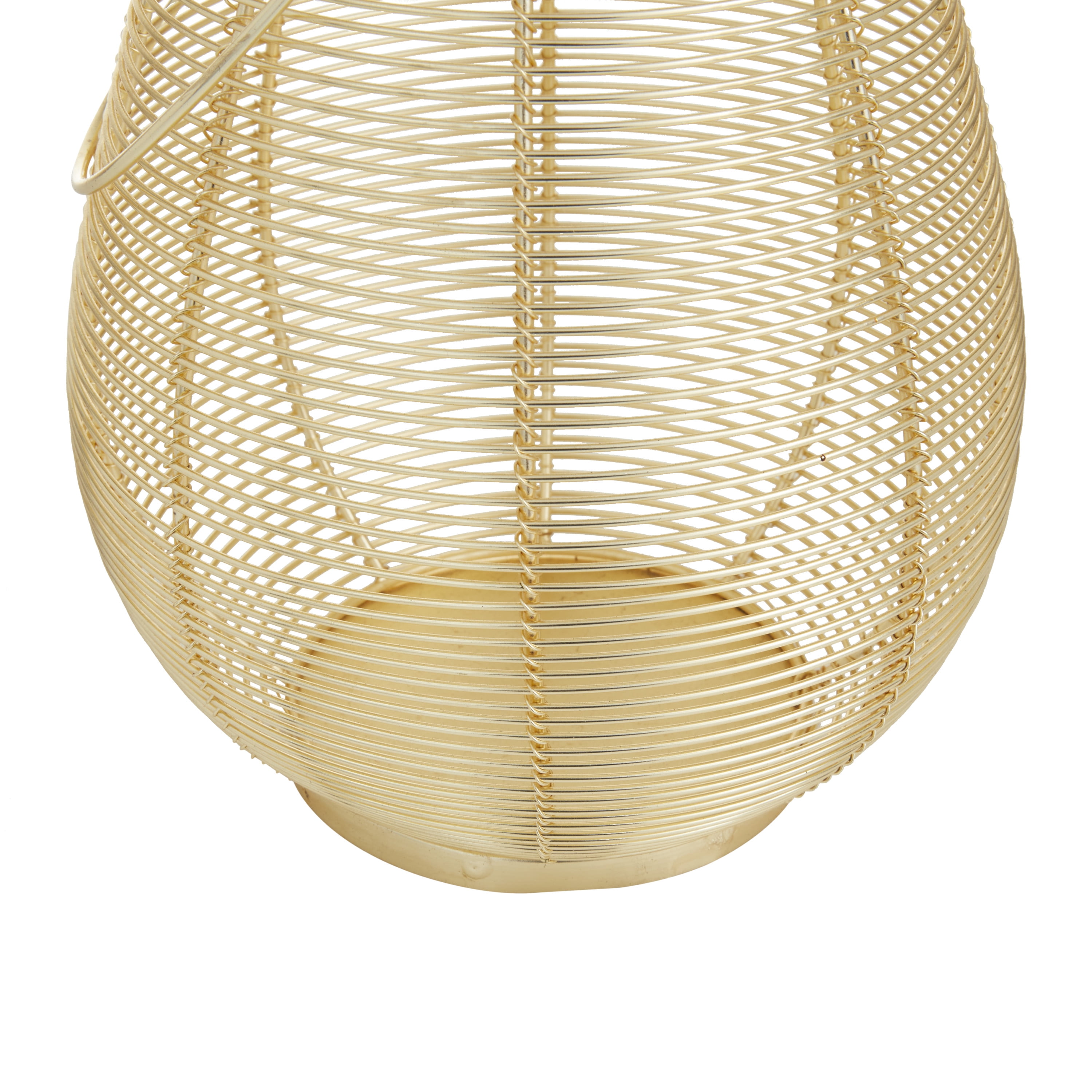 DecMode Gold Metal Decorative Candle Lantern with Thin Metal Handle