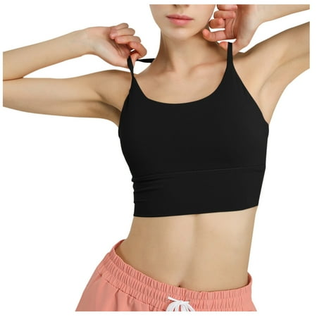 Mrasaso Holiday Gift Finder! Women Beach Fashion Women Underwear Women s Solid Round Neck Sports Bra Casual Tank Sleeveless Backless Yoga Top(1pc Top) Black|M
