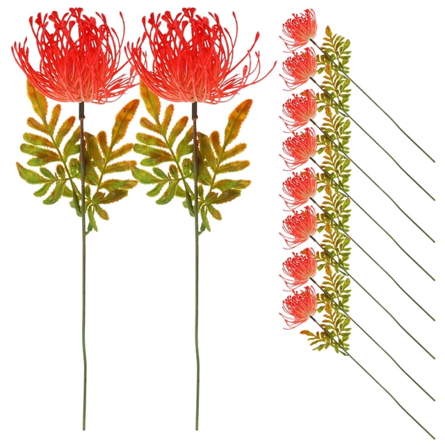 10 tallos de flores artificiales de lirio araña rojo (Lycoris radiata)