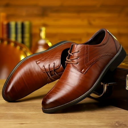 

GUANGZHYZYFUS Elegant Men‘s Non-Slip Round Toe Lace-Up Formal Dress Shoes for Wedding Party and Business Events