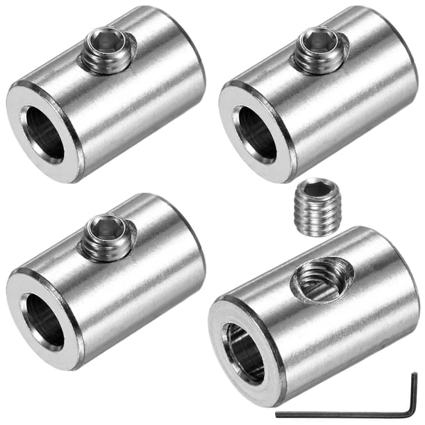 Uxcell 4-Pack Abrazadera de Cable de Cuerda de Alambre, Agujero de 7mm Clip de Bloqueo de Acero Inoxidable de Un Solo Agujero con Tornillos Hexagonales y Llave