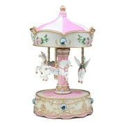 EBROS GIFT Ebros Carnival Merry Go Round Unicorns And Pegasus Horse Musical Carousel Statue Playing "Toyland" Tune 8.25"Tall Clockwork Mechanism Mythical Fantasy Home Decor