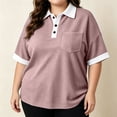 thumbnail image 4 of Hurxie Women's Old Money Half Button Golf Shirts Elegant Collared Tops with Pocket Pink,M, 4 of 8