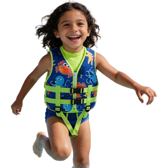 Tiijoy Girl's Swimming Buoyancy Life Vest Children's Life Jacket Kids Swimwear, Sizes 5-7