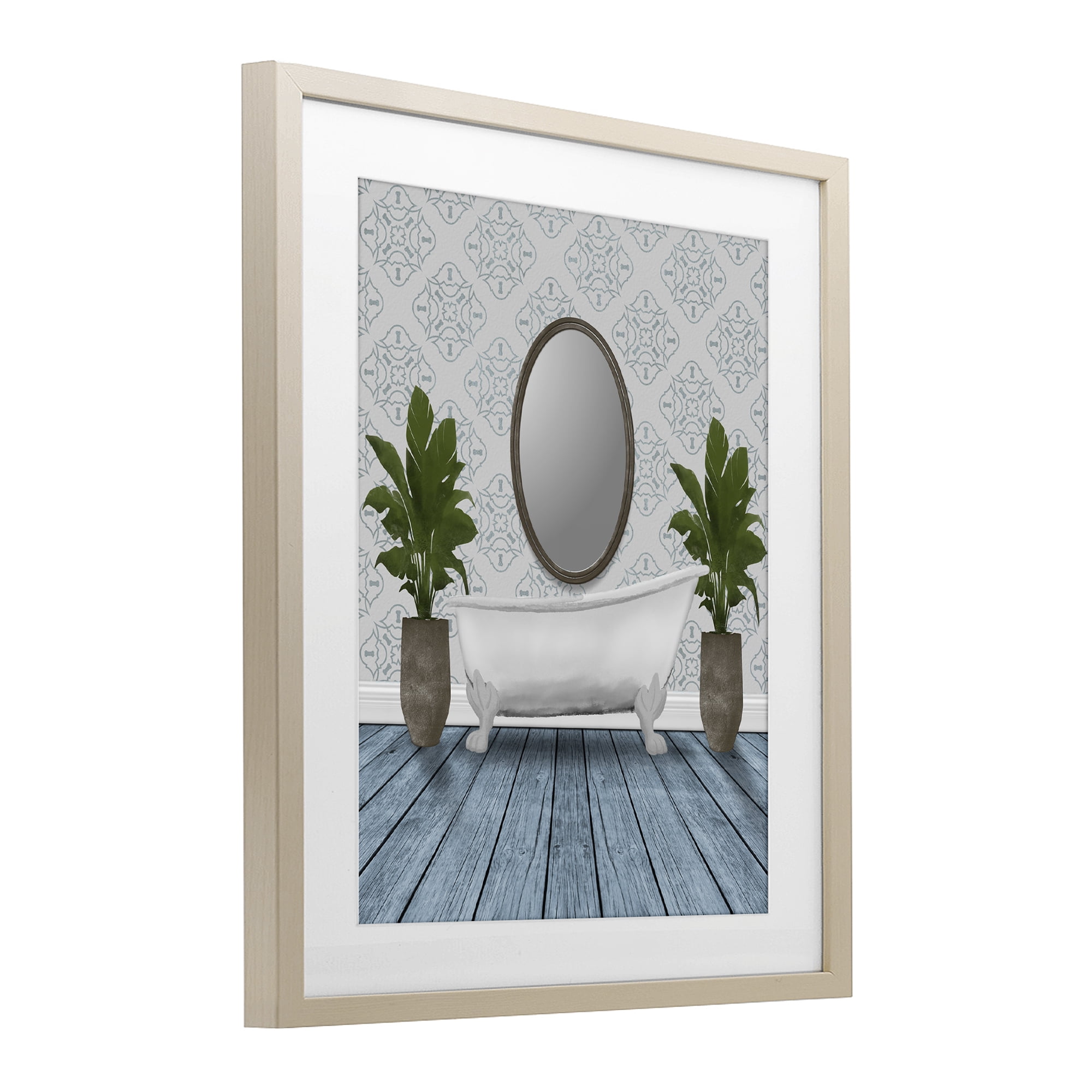 Stupell Industries Restful Wash Bathtub Birch Framed Print Under Glass, design by Marcus Prime