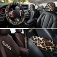 thumbnail image 4 of HUIACONG Car Seat Covers Full Set Brown Cow Print Car Accessories 14 Pcs Universal Front and Back Seat Covers with Steering Wheel Cover Armrest Cover Seat Belt Pads Headrest Cover Coasters Keychain, 4 of 8