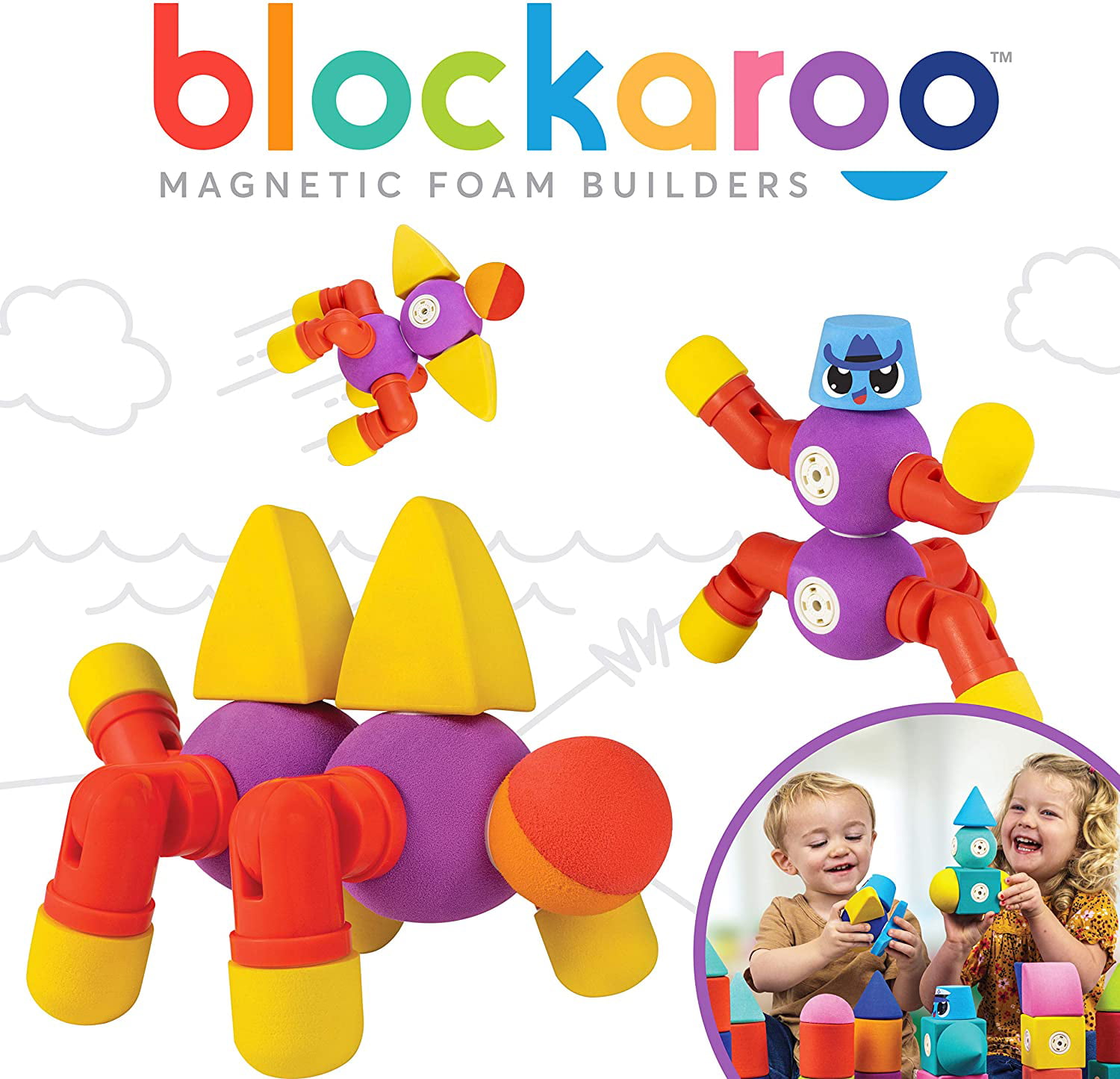 Blockaroo Magnetic Foam Building Blocks Stem Construction Toy For Girls  Boys 