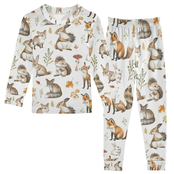joogoo Cute Forest Animals 2 Piece Long Sleeve Tee and Pants Cotton Pajama Set 5Y