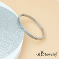 thumbnail image 3 of ‎555Jewelry Unisex ‎Elegant Stainless Steel Rectangle Link Chain Pattern Hinged Cuff Bangle Bracelets for Women & Men, Silver, 3 of 8