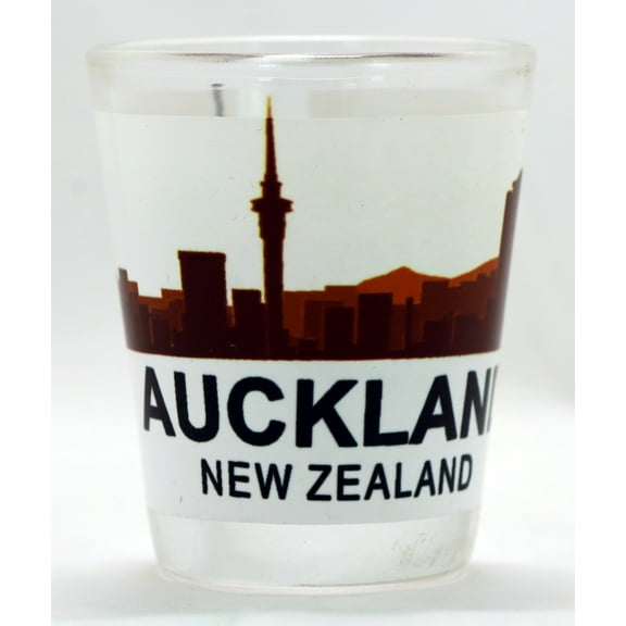 Auckland New Zealand Sunset Skyline Shot Glass