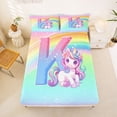 thumbnail image 5 of Erosebridal Unicorn Gifts Full Size Sheets For Girls,Dreamy Princess Style First Letter K Bed Sheets For Kids 4-Piece, 5 of 6