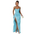 thumbnail image 1 of Vestido de noche GDJDIFK Mermaid Satin Blue para mujer, 1 of 7