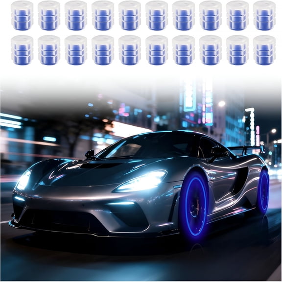 RIONIMA 20PCS Cool Glow in The Dark Tire Valve Caps,New Tire Valve Stem Caps for Car Decorations,Universal Fluorescent Tires Valves Cap for Motorcycles/Trucks/Bicycles