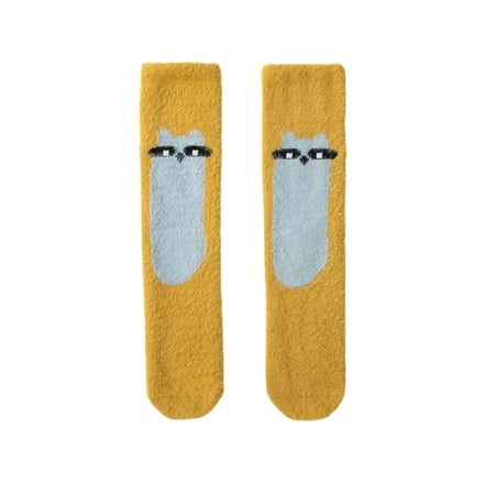 

hirigin Toddler Baby Thigh High Socks Fuzzy Cartoon Animal Print Stockings