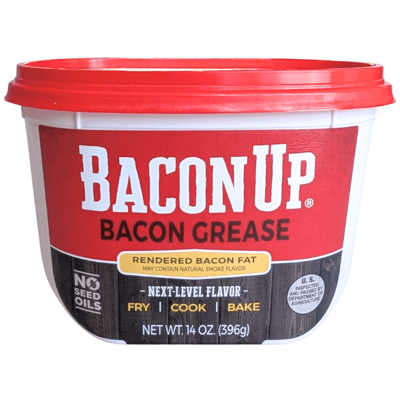 Bacon Up Bacon Grease 14 oz Tub, Fry, Cook, Bake, Griddle & Cast Iron Seasoning, Rendered Animal Fat
