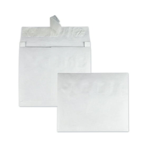Survivor QUAR4650 Tyvek 12 x 16 14 lb. Lightweight Square Flap Open End Expansion Mailers - White (100/Carton)
