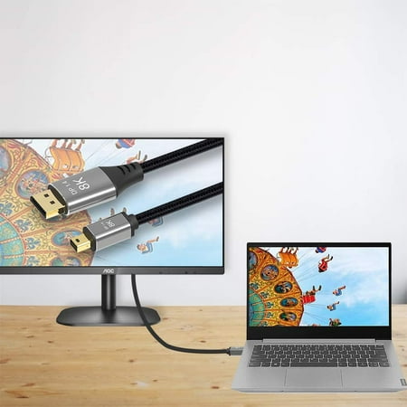 Cabledeconn Mini Dp To Displayport 8k Cable 8k 7680x4320 60hz 4k 144hz Displayport 1 4 Bi Directional Transmission Walmart Canada