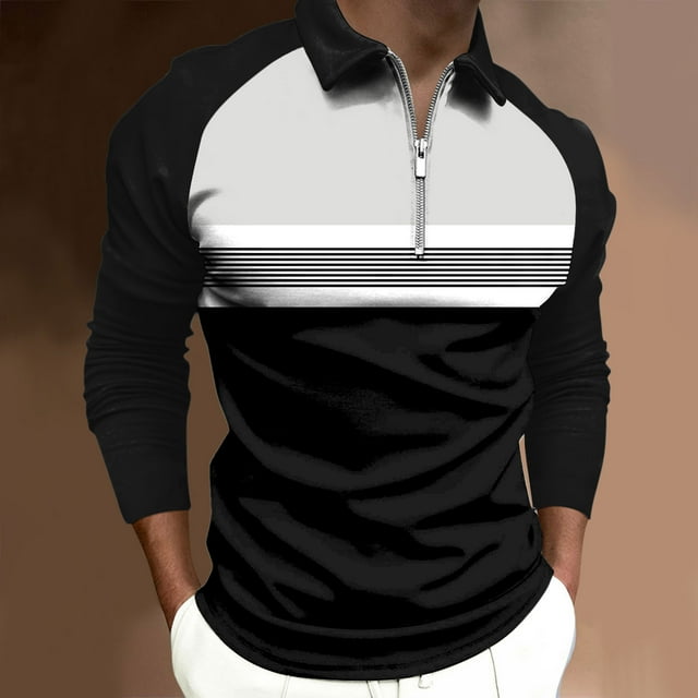 DPTALR Chemise à Col pour Hommes Imprimée Manches Décontractées Fermeture Éclair Col Rabattu Blouse