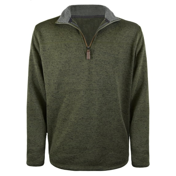 Victory Outfitters Men's Heather 1/4 Zip Knit Sweater w/Sherpa Lined Collar - Hunter Grn - 3XL