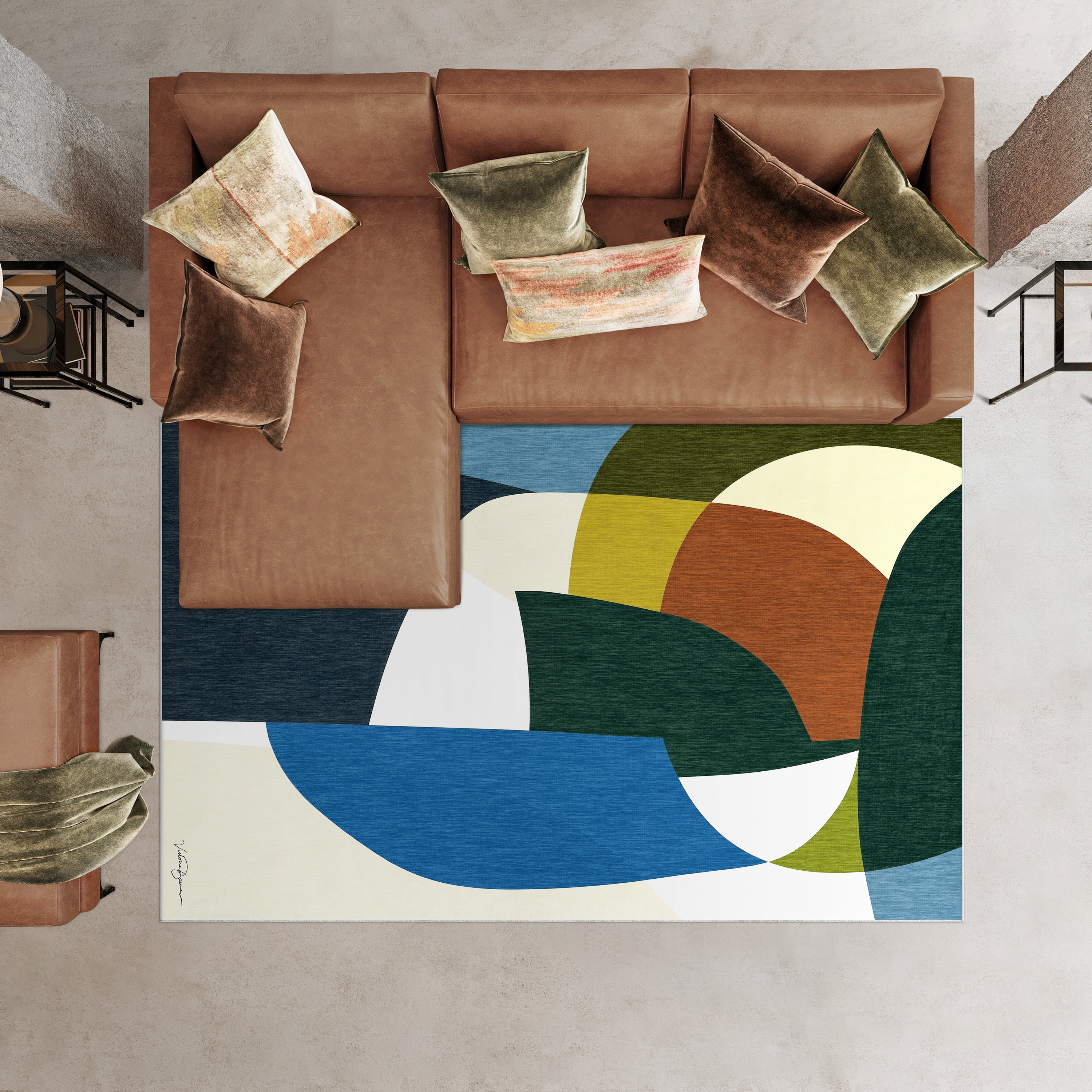 Melding forms I Washable Geometric Art Area Rug size 8'x10', Power-loomed, Heavenly Softness with Non-Slipping Backing