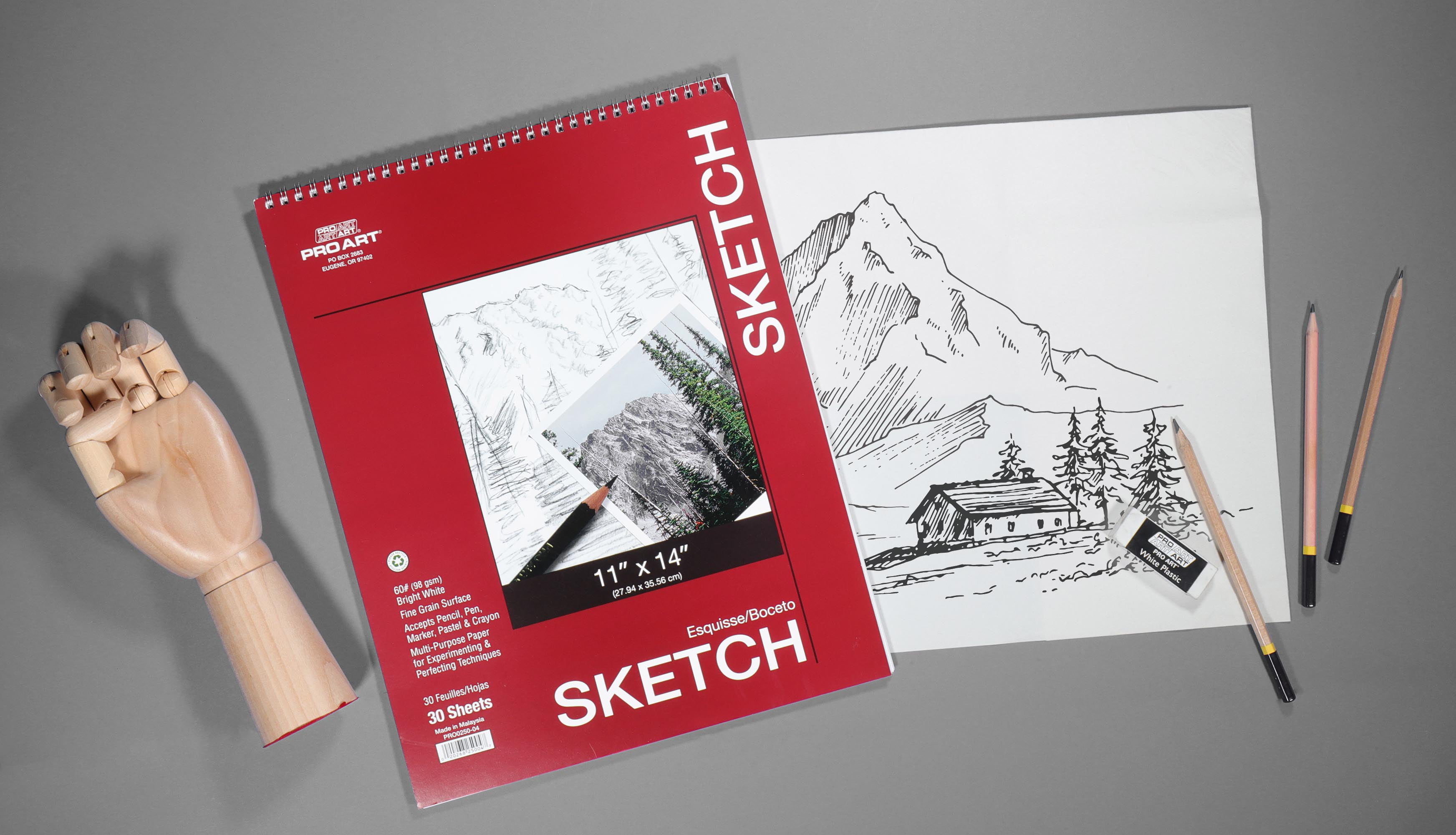 Pro Art Sketch Pad 11x14 30 sheets, 60lb, Top Wire, Sketch Book