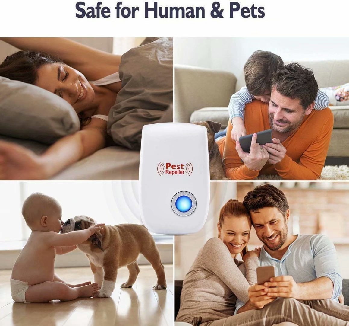 Ultrasonic Pest Repeller 6 Pack, 2021 Newest Upgraded Ultrasonic Pest Repellent Indoor Pest Control Electronic Plug in Insect Repellent for Home, Office, Kitchen, Warehouse, Hotel