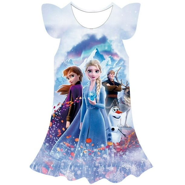 Disney Frozen Elsa vestido impreso niñas Elsa princesa vestido Navidad fiesta vestidos bebé niña Frozen ropa niño ropa 10T Gao Jinjia LED