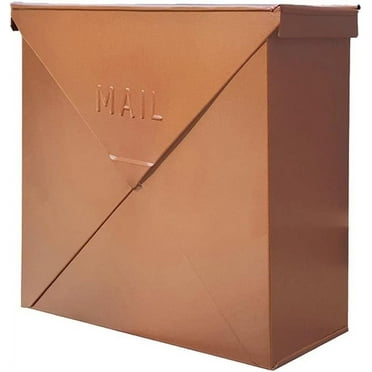 NACH Chicago Metal Mailbox, Max Rust Protection Wall Mount Mailboxes for Outside, 10 x 10 x 4, Brown