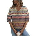 thumbnail image 2 of Cutuoiiu Long Sleeve Shirts for Women Daily Print V Neck Tops Casual Tunic Fall Winter Sweatshirts Gifts, 2 of 6