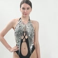 thumbnail image 3 of Mujer Sexy Halter espalda descubierta camiseta sin mangas sujetador cuerpo cadena collar borlas fiesta, 3 of 5