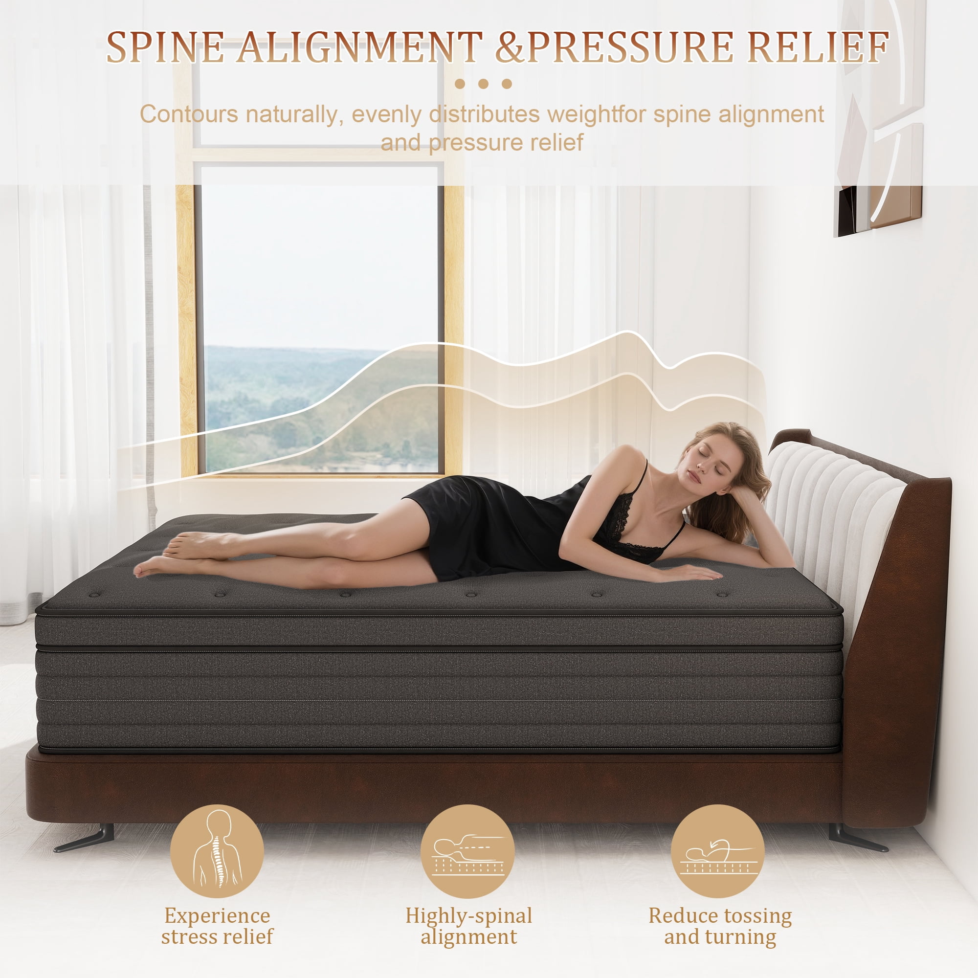 lemontalking Twin Mattress,12 inch Pocket Springs with Gel Memory Foam, Hybrid Mattresses in a Box