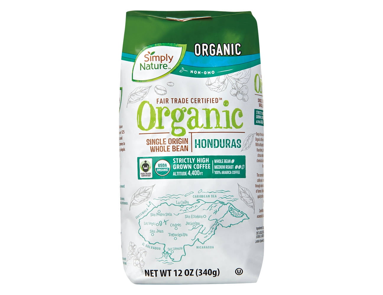 Simply Nature Organic Honduran & Peruvian Whole Bean Medium Roast Coffee