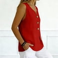 thumbnail image 5 of LEKODE Linen Tank Tops for Women Button Tank Tops V Neck T Shirts Loose Tank Tops Gauze Shirts Tunics Tops Going Out Tops Solid Tops Cute Tops Basic Tops Basic Sleeveless Shirts Cute Red L, 5 of 9