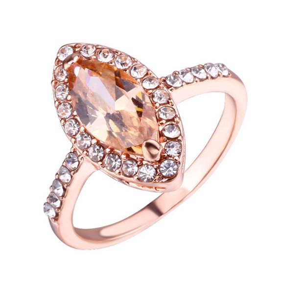 Women's Fashion Champagne Diamond Gold-Plated Inlaid Gemstone Ring