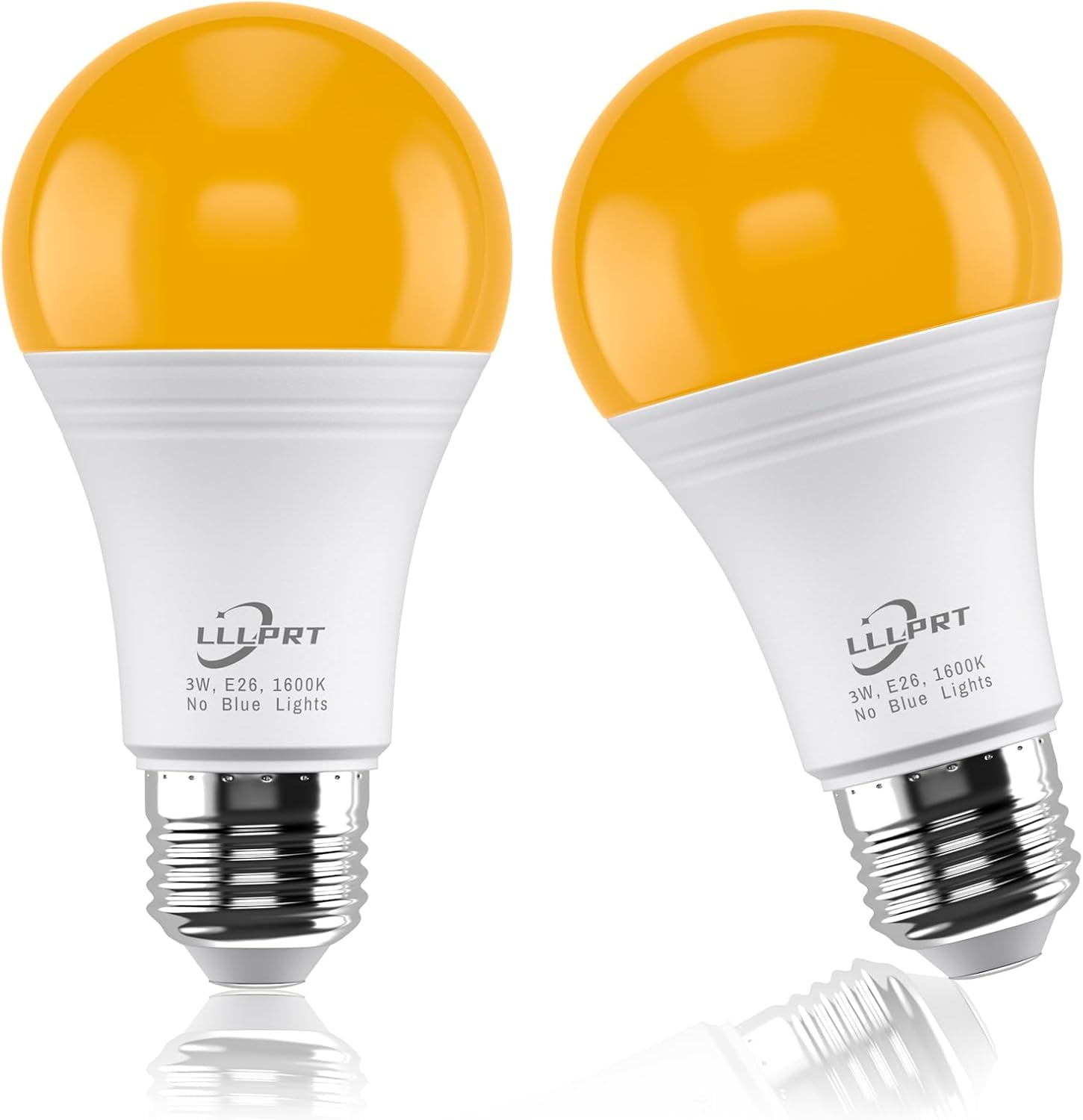 RGHJAR-3W Amber Night Light Bulbs, 2 Pack Dimmable LED Warm White 1600K, Sleep Aid, Blue Light Blocking, Energy Saving, E26 Base Soft Light Bulb for Bedroom, Nursery, Mood Light