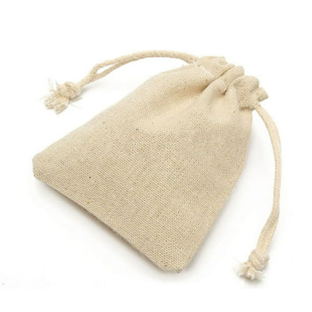 50Pcs Natural Burlap Bags Linen Pouches Sacks with Drawstring