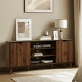 thumbnail image 7 of Subrtex Mid-Century Modern TV Stand Entertainment Center for TVs up to 60", Walnut Finish Wooden TV Media Console with Sliding Doors & Adjustable Storage Shelves for Living Room & Bedroom, 7 of 7