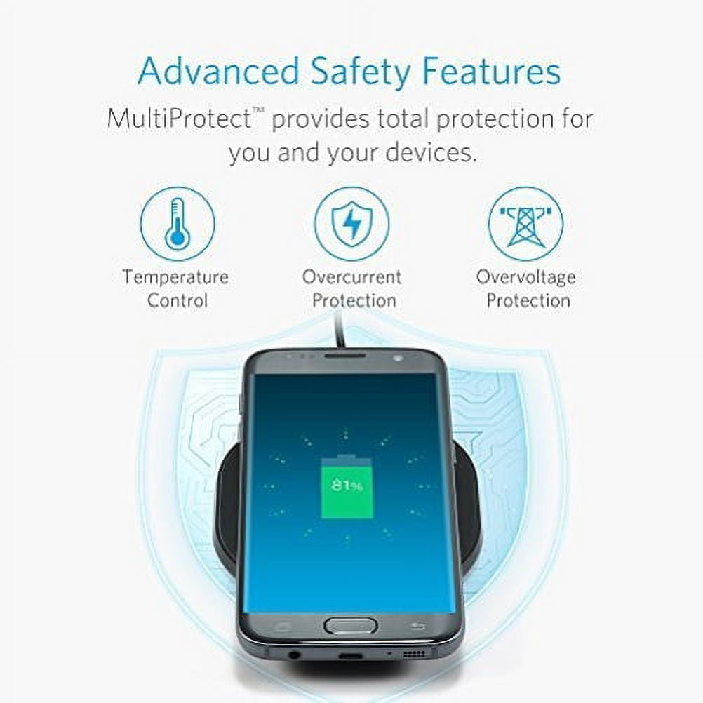 10W Fast Wireless Charger Charging Compact Pad Slim Adapter Non-Slip R1X for iPhone 8 PLUS X - LG G6, V30 - Samsung Galaxy Note8, S6 Edge Edge+ S7 Edge S8 S8+, S9 S9+