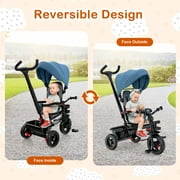 Infans 4-in-1 Baby Tricycle Toddler Trike w/ Convertible Seat Blue