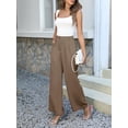 thumbnail image 5 of Women's Casual Wide Leg Dress-Pants, High Elastic Waisted in The Back Business Flowy Trousers with Pockets, 5 of 5