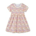 thumbnail image 2 of Tdoqot Toddler Flower Girls Dress- Cute Short Sleeve Midi Dreess Crewneck Summer Casual Dresses Orange Size 4T, 2 of 5