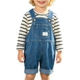thumbnail image 2 of KAUOD Boy Girl Denim Overalls Baby Solid Color Suspender Pants Toddlers Adjustable Strap Casual Jean Jumpsuit with Pockets, 2 of 9