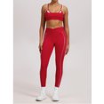 thumbnail image 2 of PISONIC Workout Workout Sets Color Block Twist Back Layered Sports Bra Twist Waist Leggings Gym Yoga Outfits, 2 of 9