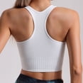 thumbnail image 4 of felwors Women's Yoga Tank Top Seamless Stretch with High Neck Ribbed Sports Crop Vest for Gym Workout Pilates Everyday Activewear (White, M), 4 of 5